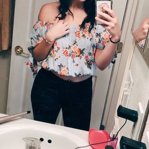 Floral Off The Shoulder Crop